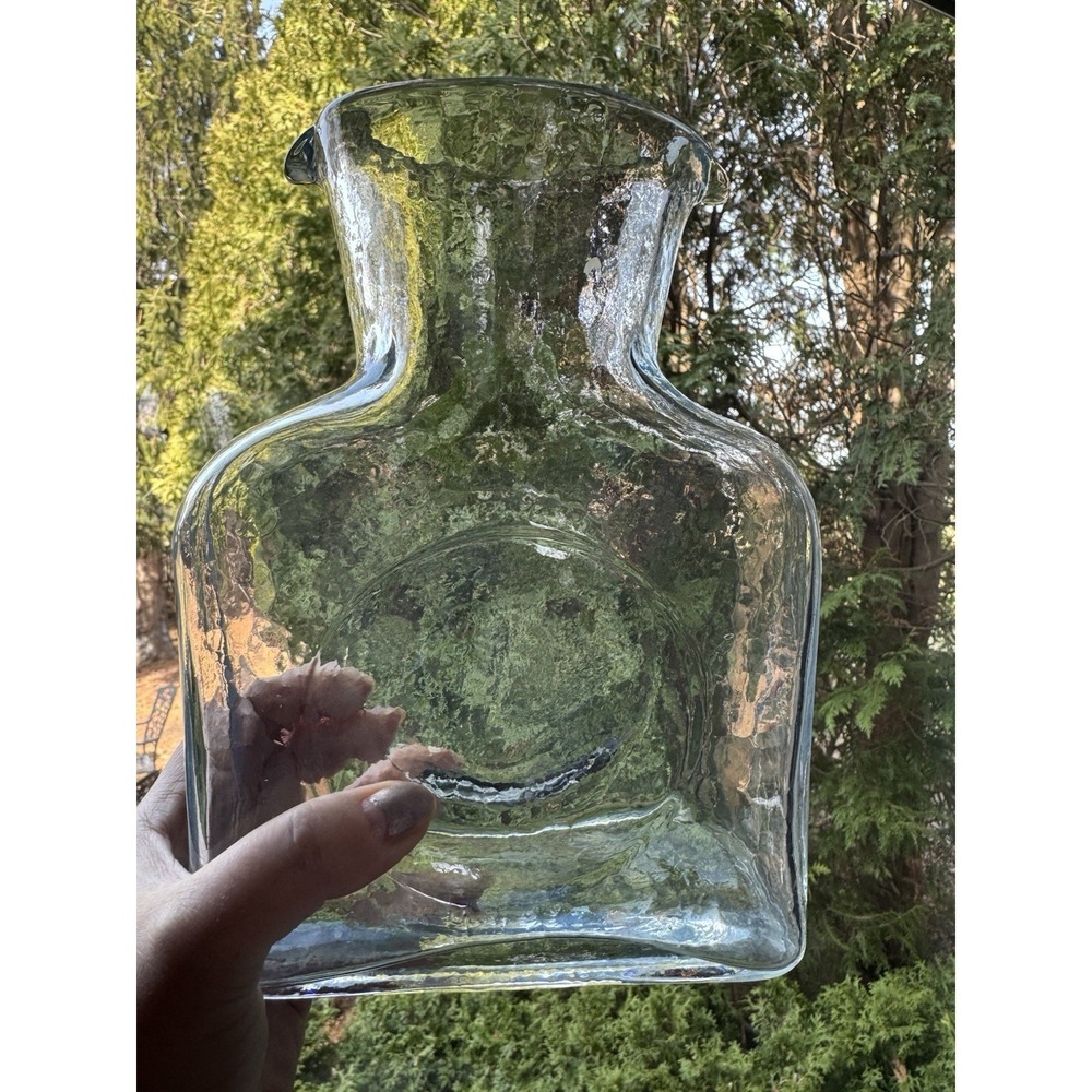 Vintage Blenko Glass #384 Water Carafe - Hand‎ Blown Crystal Clear - Dual Spout